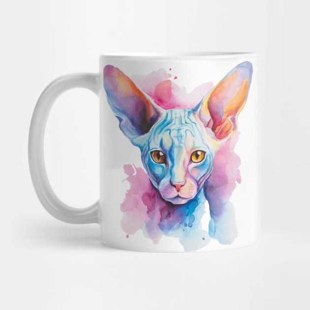 watercolor Cornish Rex Cat by MariDein